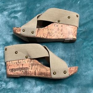 Esprit beige high heel wedge shoes size 8.5